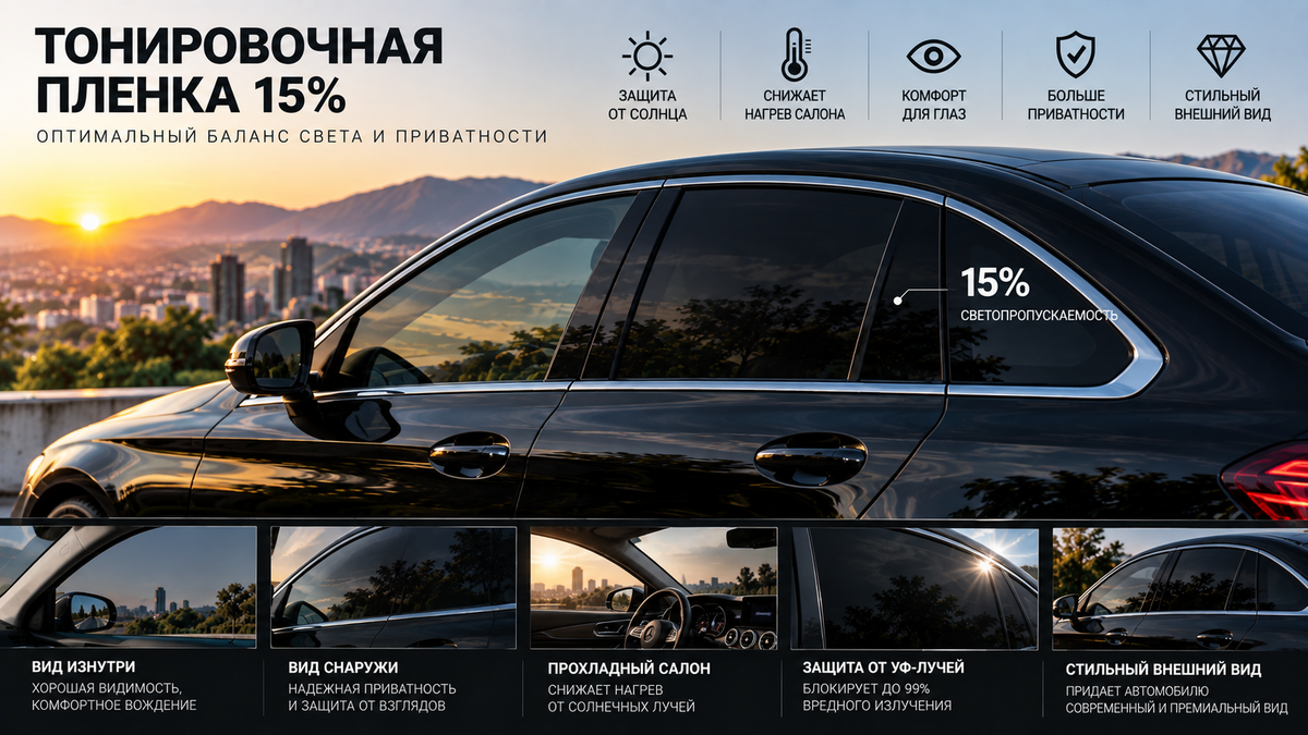 Тонировочная пленка 15%: особенности и применение