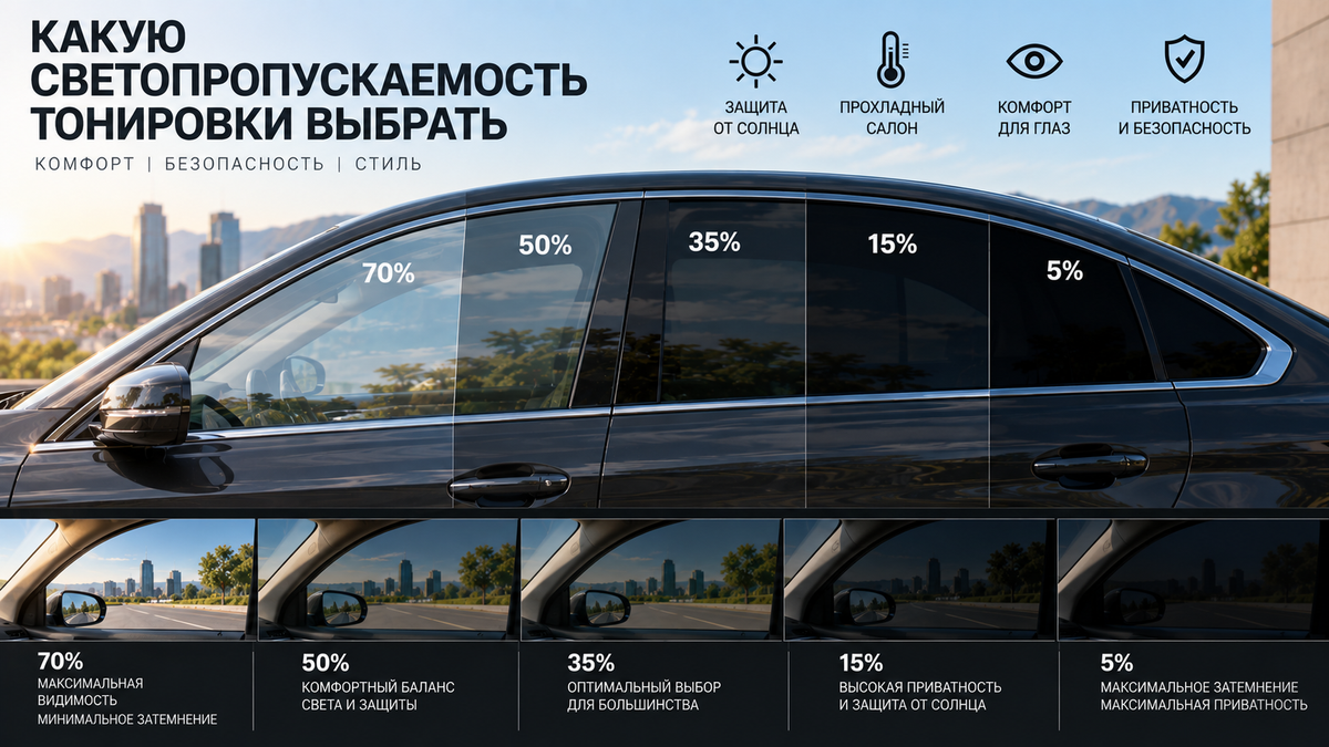 Какую светопропускаемость тонировки выбрать