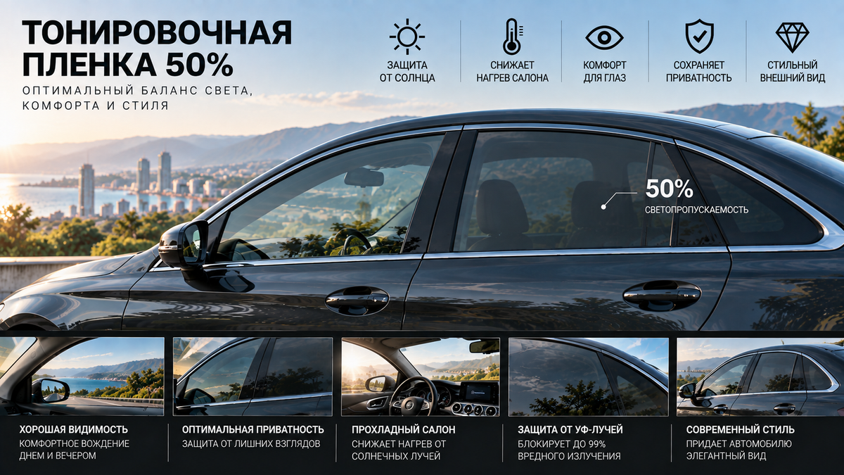 Тонировочная пленка 50%: особенности и применение