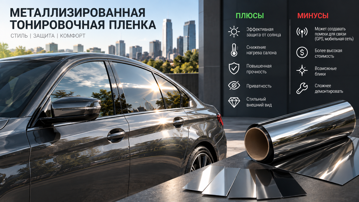 Металлизированная тонировочная пленка: плюсы и минусы