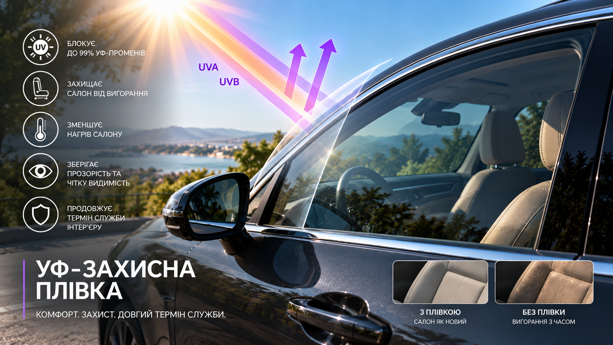 УФ-захисна плівка для автомобіля: захист скла та салону від ультрафіолету