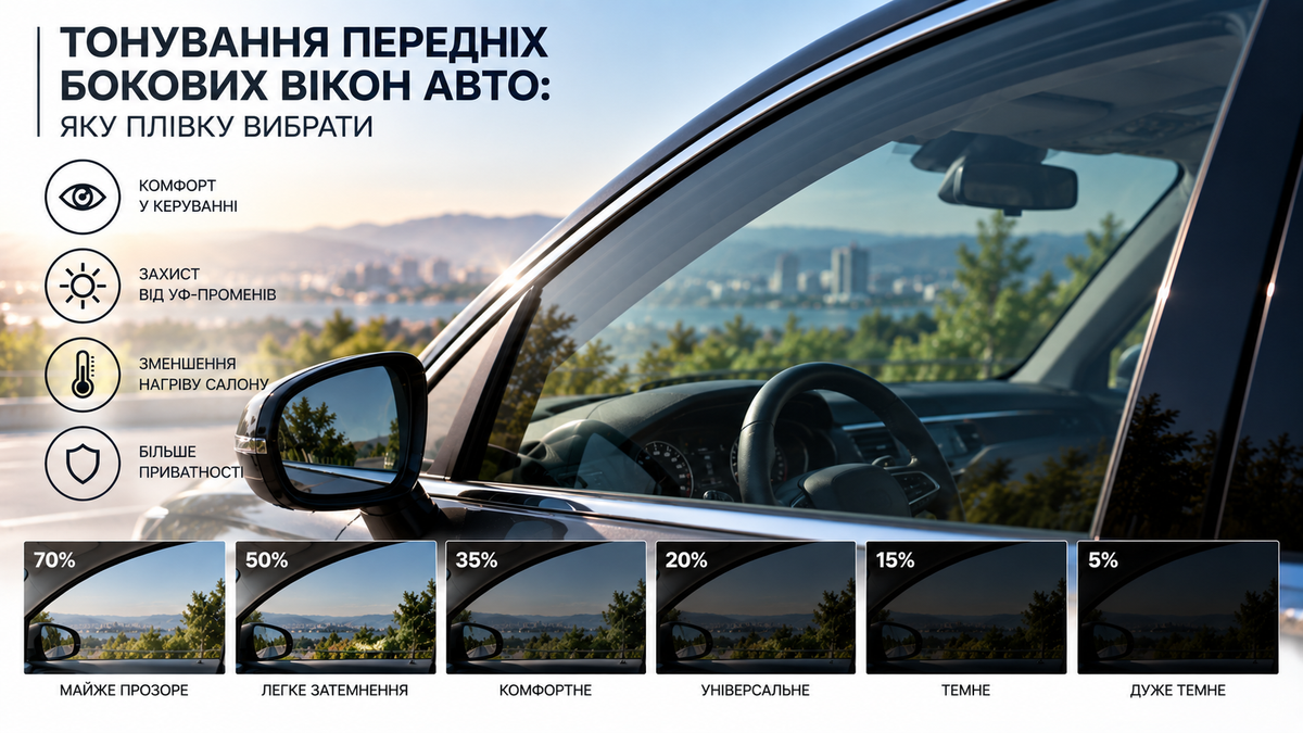 Тонування передніх бокових вікон авто: яку плівку вибрати